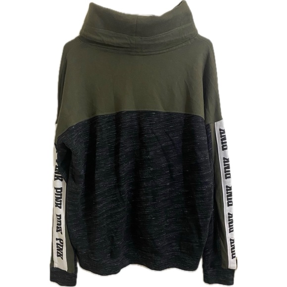 Victoria's Secret PINK VS Marl Black Olive Green Cowl Pullover - Large - Picture 3 of 6